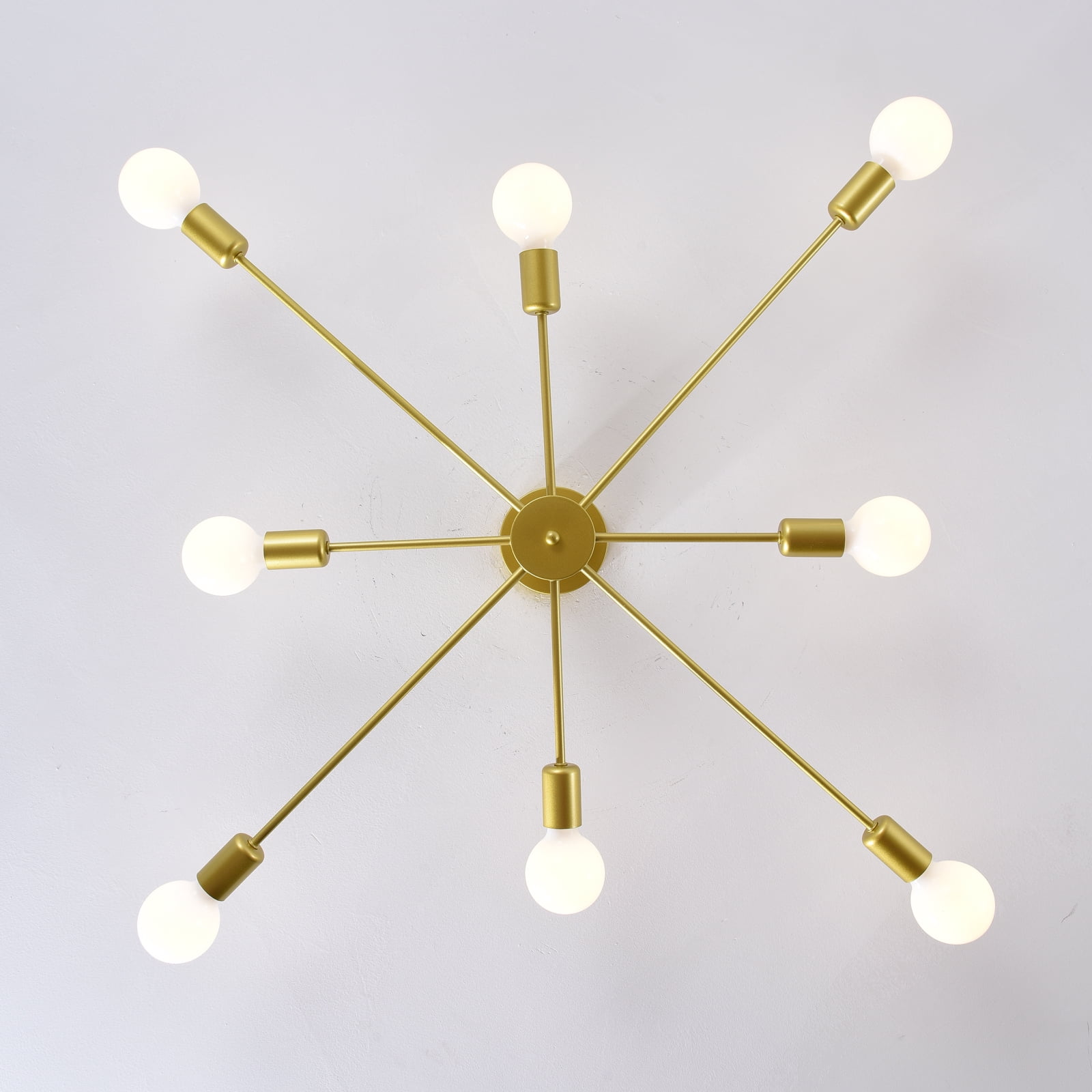 Garwarm 8-Light Sputnik Ceiling Light Modern Semi Flush Mount Ceiling Light Mid Century Gold Chandelier Pendant Lighting for Kitchen Dining Room Bedroom