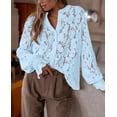 thumbnail image 3 of Blusa de Mujer PRETTYGARDEN de Encaje Manga Larga con Botones M, 3 of 8
