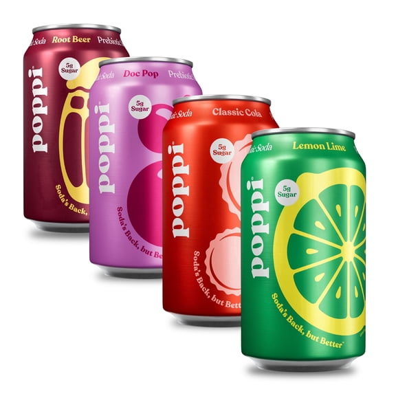 Poppi Prebiotic Soda, Classics Variety Pack, 12 Pack, 12 oz