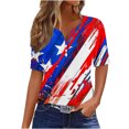 thumbnail image 2 of Itsame 4th of July Outfits for Women Printed Short Top Independence Day Short T-Shirt Sleeve, V-Neck Blue, 2 of 5