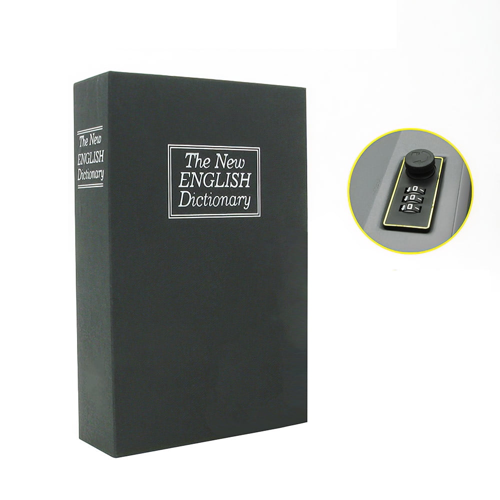 Black Book Safe Storage Box Dictionary Shape Safe Secret Hidden Locker Box with Combination Lock for Coins Cash Money Jewellery