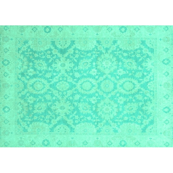 Ahgly Company Indoor Rectangle Oriental Turquoise Blue Traditional Area Rugs, 7' x 9'
