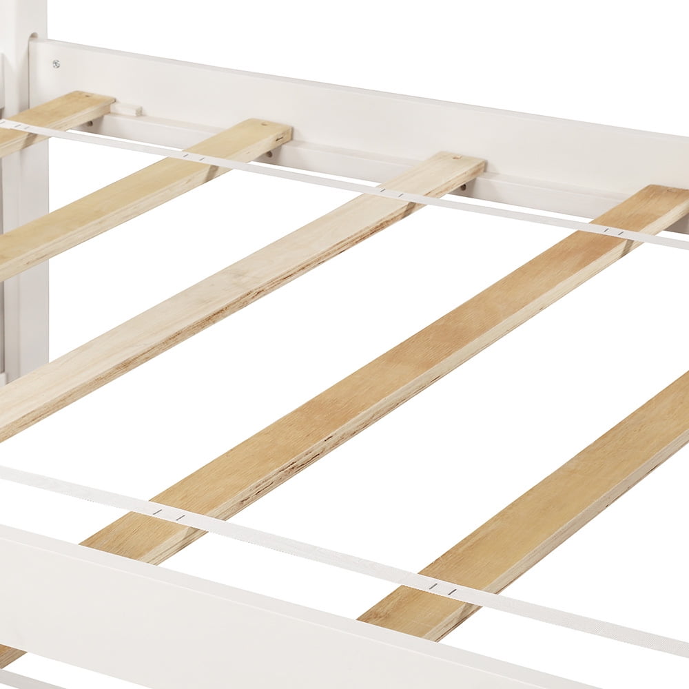 Lowestbest Twin Bunk Beds with Trundle and Ladder, Safety Rails, Twin Loft Beds with 3 Drawers for Kids, White