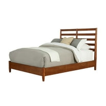 Alpine Furniture Flynn Retro Standard King Bed w/Slat Back Headboard, Acorn