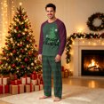 thumbnail image 2 of Family Christmas Pajamas Matching Sets, Burgundy Raglan Sleeve Tree Top & Dark Green Plaid Pants 2 Piece Soft Holiday Christmas Pjs Lounge Set, 2 of 5