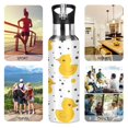thumbnail image 5 of Water Bottles 20oz Straw Lid Wide Mouth Stainless Steel for School Sport Travel Cute Duck with Polka Dot, 5 of 9