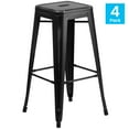 thumbnail image 3 of Flash Furniture Kai Commercial Grade 4 Pack 30" High Backless Distressed Black Metal Indoor-Outdoor Barstool, 3 of 11