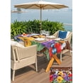 thumbnail image 5 of Outdoor Tablecloth with Umbrella Hole for Patio/Picnic/Party/Camping, Spring Flowers Waterproof Table Cloth Rectangle Table Cover Washable, Watercolor Farmhouse Colorful Wooden Grain (60"x 120"), 5 of 8