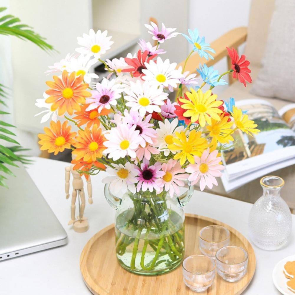 5PCS Artificial Daisy Decor DIY Flower Decoration for Home Wedding Party  Car Corsage Decoration Fake Flowers Easy to Maintain Simulation Flower Home