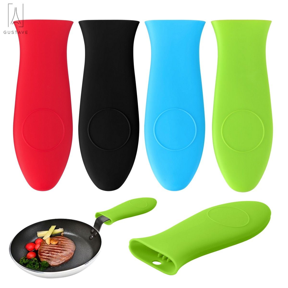 Gustave 4 Pack Silicone Hot Handle Holder Pan Handle Sleeve Pot Holders