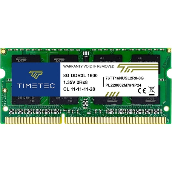 Timetec 8GB DDR3L / DDR3 1600MHz (DDR3L-1600) PC3L-12800 / PC3-12800(PC3L-12800S) Non-ECC Unbuffered 1.35V/1.5V CL11 2Rx8 Dual Rank 204 Pin SODIMM Computer Memory RAM Module Upgrade