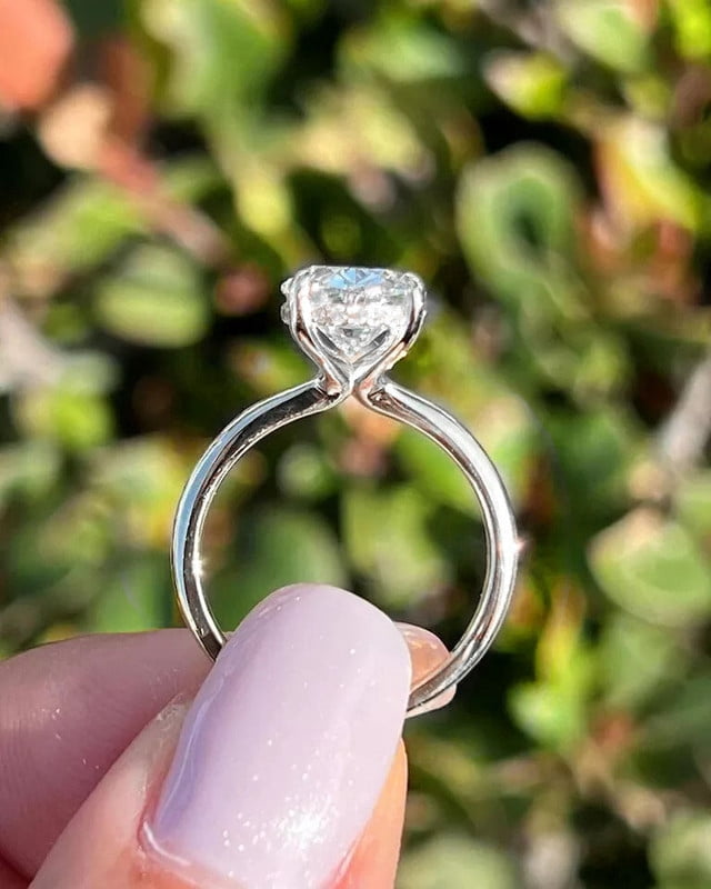 solitaire jewels 3CT Oval Halo Moissanite Engagement Ring For Women, 18K White Gold