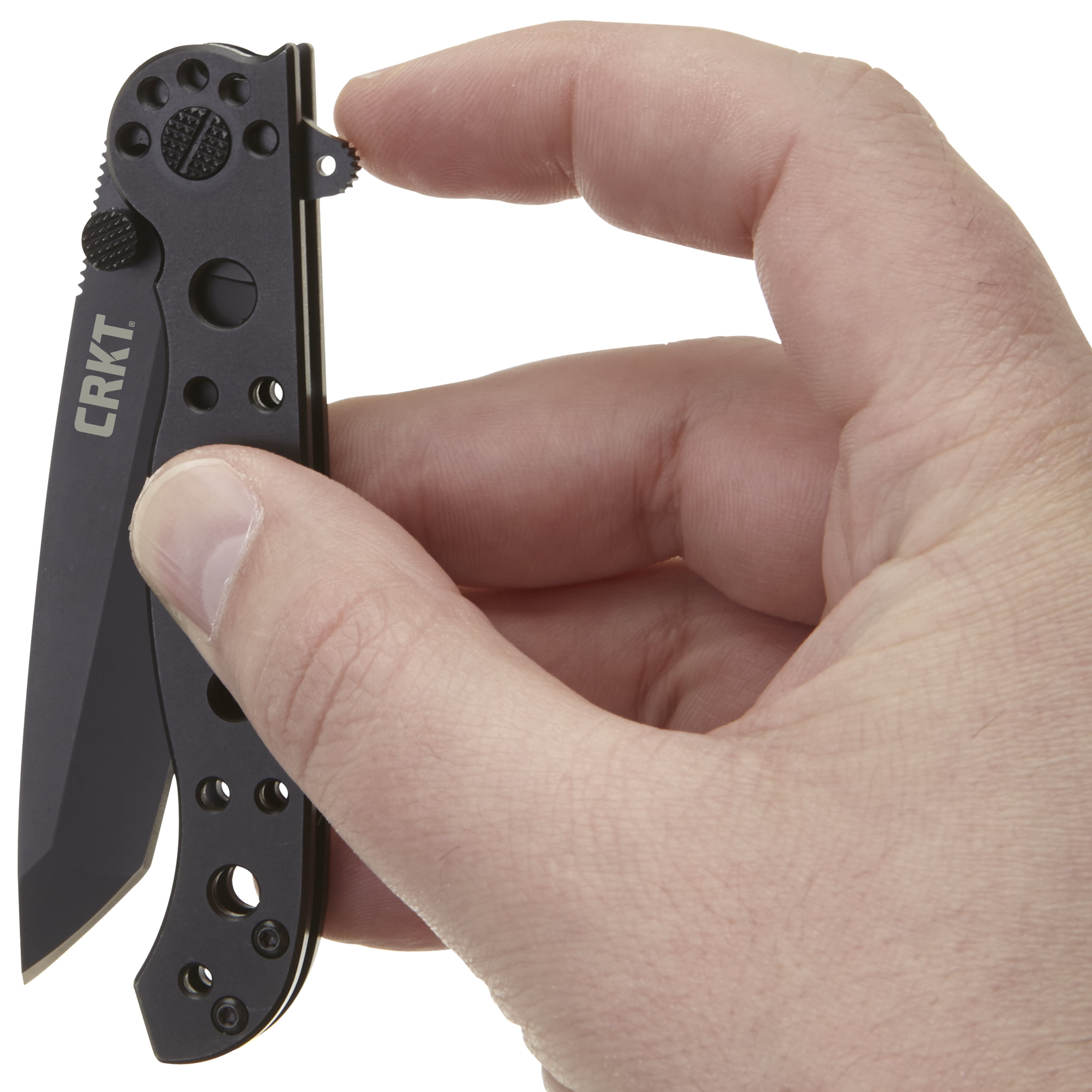 CRKT M16-10KS Folding Knife with Frame Lock: Stainless Steel Triple Point Serrations Blade, Stainless Steel Handle, Reversible Pocket Clip, M16-10KS