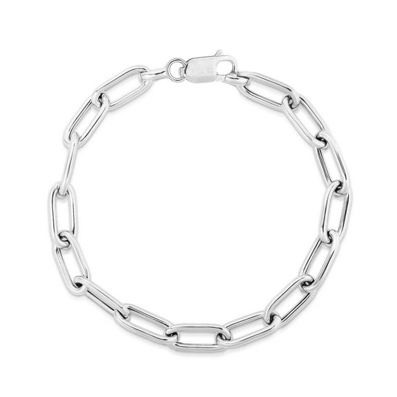 Ritastephens Sterling Silver 3.5mm & 2.6mm Polished Paperclip Link Chain Ankle Bracelet Anklet