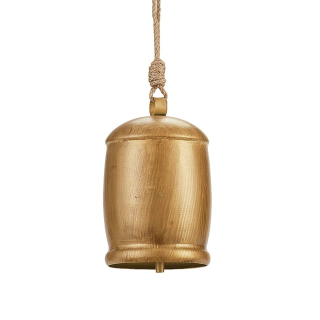 SPOORYYO Christmas Metal Cow Bells Decor - Rustic Hanging Bells for Home, Wall, Door, Tree - Iron Wind Chime with Rope - Festive Holiday Decoration