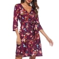 thumbnail image 2 of cuello en V mujer 3/4 vestido corto floral envoltura del vestido midi xl rojo SG Sunnimix Vestido en V floral con cuello en V, 2 of 8