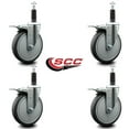 thumbnail image 2 of 6 Inch Thermo Rubber Swivel 1 Inch Expanding Stem Caster Set Total Lock Brake, 2 of 2