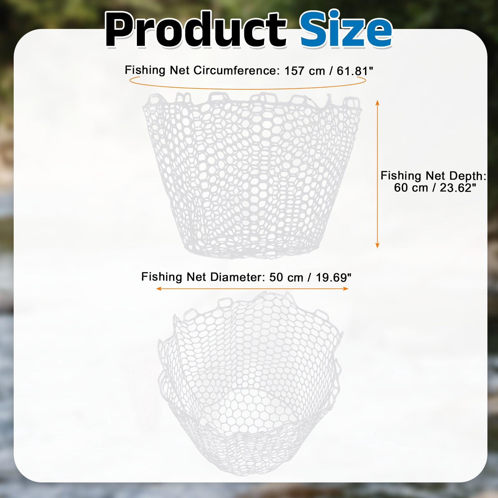 Uxcell Fishing Net Replacement, Foldable Fishing Replacement Netting Silicone Fly Ice Fish Net Landing without Handle Flexible 62x24" & White - For (Freshwater/Saltwater Fishing/Trout)