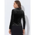 thumbnail image 4 of Chaqueta de terciopelo de oficina frontal con botón de solapa con muesca vintage para mujer Negro S, 4 of 5