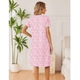 thumbnail image 3 of Ekouaer Cotton Nightgowns for Women Short Sleeve Night Gown V Neck Sleep Shirt Button Nightshirt Soft House Dress, 3 of 6
