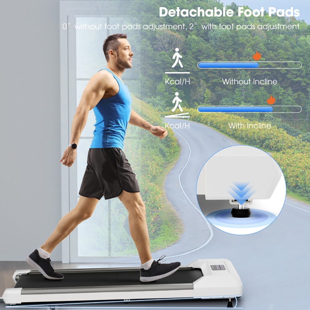 Spaco 2.25 HP Walking Pad with LED Display and Remote Control-White, Under Desk Electric Treadmill Motorized Exercise Machine