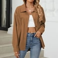 thumbnail image 3 of Corduroy Fall Outerwear for Womens Oversized Button Down Shirt Casual Long Sleeve Lapel Collared Work Blouses Solid Jackets, 3 of 8