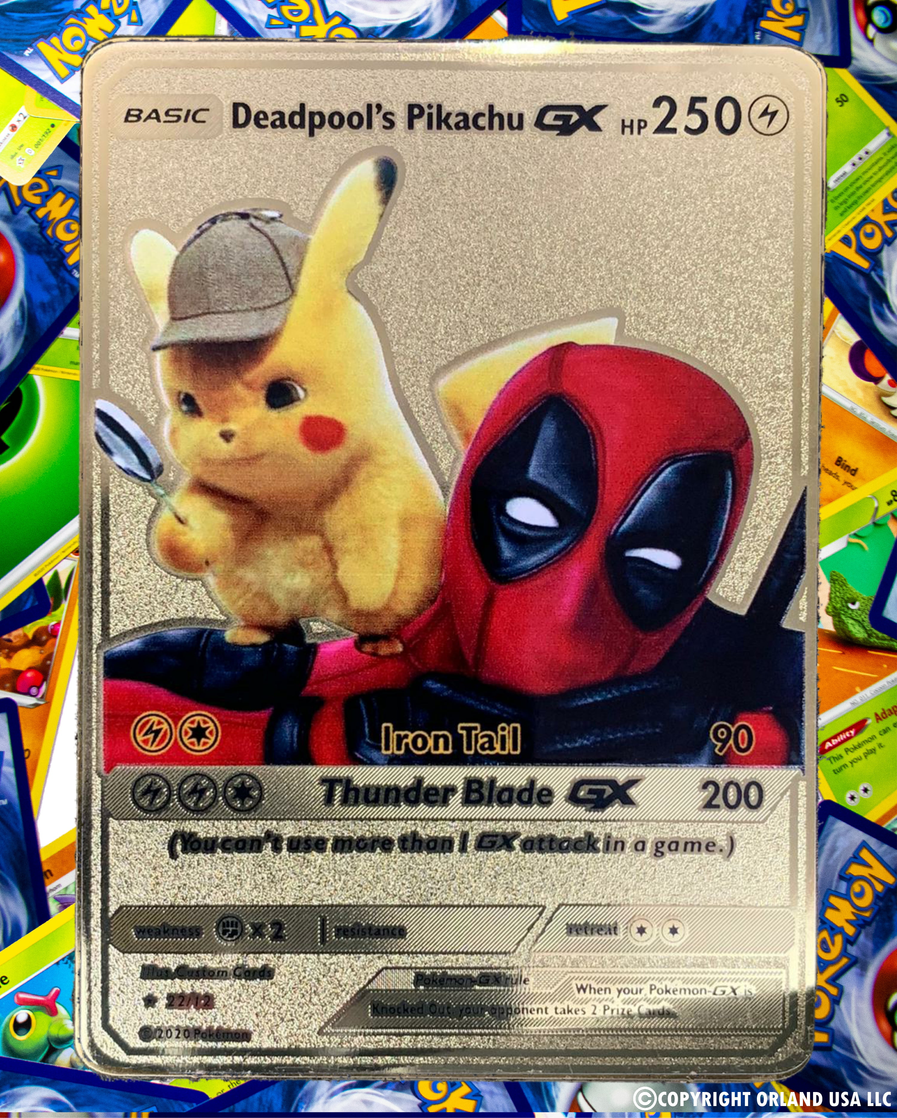 Pokemon Pikachu GX Gold Metal Custom Card
