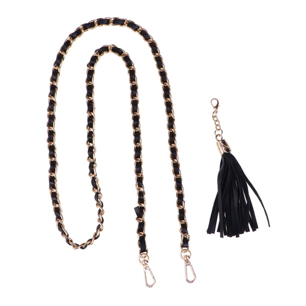 Juego de 2 cadenas y colgantes para mochila, correas de metal para bolso bandolera con hebillas, accesorios de repuesto para bolso de mano (negro)