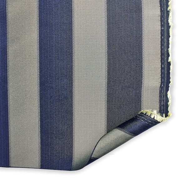 Extra Wide Striped Upholstery Jacquard 100% Polyester 118" Fabric By The Yard - Navy Blue / Gold