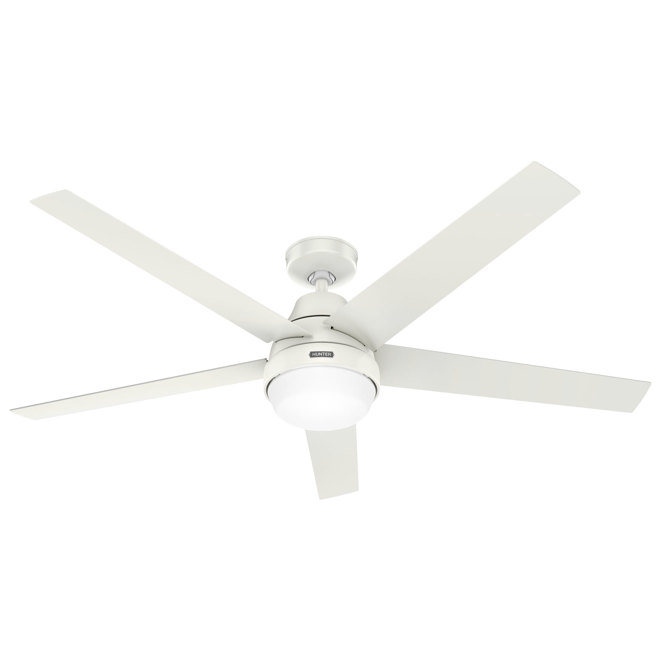 Hunter - Aerodyne Indoor Ceiling Fan With Light, Remote, 60-inch, Fresh White, Casual-style, 6-speed DC Motor, Energy Star, WiFi Smarthome, 52832, for living rooms, bedrooms, home offices, kitchens