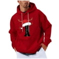 thumbnail image 2 of Yteetum Men's Oversized Christmas Hoodies Christmas Letter Print Drawstring Pullover Hooded Sweatshirts Mens Casual Christmas Graphic Print Loose Long Sleeve Hoodies Xmas Holiday Hooded Sweatshirt, 2 of 5
