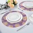 thumbnail image 4 of 15.4" Round Placemat Set of 4 Polyester Fabric Place Mats Non-Slip Dining Kitchen Table Mats for Kitchen Party Decor Pastel Violet Popcorn, 4 of 5