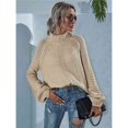 thumbnail image 4 of Suéteres de Cuello Alto para Mujer, Suéteres Casuales de Larga, Suéteres Sueltos de Punto Grueso. Albaricoque L, 4 of 10