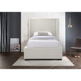 thumbnail image 4 of Meridian Furniture Lit Simple en Tissu Texturé en Lin Beige Oxford, 4 of 10
