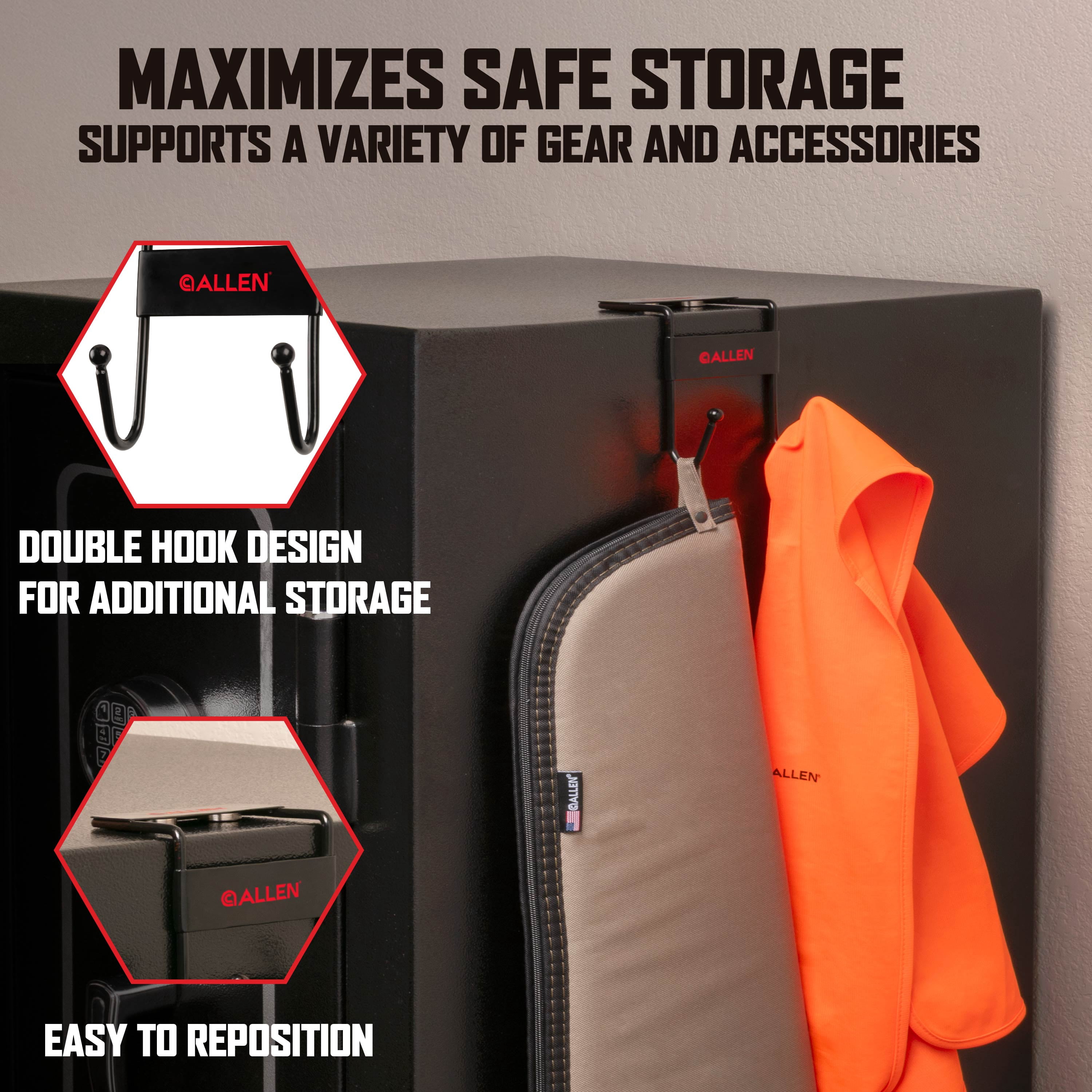 Allen Company Double Hook Magnetic Storage Organizer, 35 lb Capacity