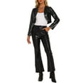 thumbnail image 2 of INSPIRE CHIC PU Leather Cropped Jackets for Women's Long Sleeve Casual Party Bolero Short Jacket XS Black, 2 of 6
