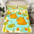 thumbnail image 2 of Manfei Cute Capybara 3pcs Twin Sheet Sets,Botanical Plants Twin Fitted Sheet,Cartoon Animal Breathable Flat Sheet,Super Cozy Kawaii Room Decorative, 2 of 7