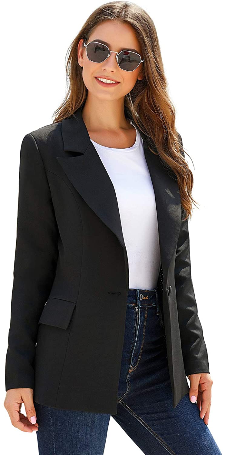 luvamia Women's Casual Long Sleeve Blazer Lapel Button Slim Work Office ...