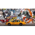 thumbnail image 2 of Setboun, Michel 14x9 Gold Ornate Wood Framed with Double Matting Museum Art Print Titled - Taxi and mural painting in Soho, NYC, 2 of 4