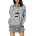 thumbnail image 1 of Pisexur Robes de Noël pour Femmes Mode Imprimé Verres à Vin Rouge Robes de Fête Décontractées à Manches Longues Sweat à Capuche Robes d'Automne de Noël Mini Robe avec Poches, 1 of 4