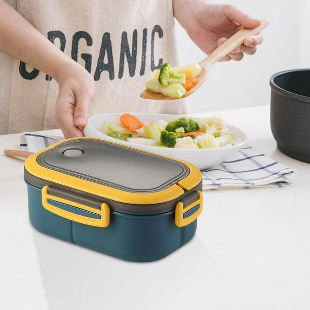 Fiambrera para oficinistas ZJT250132600 | Fiambrera bento apta para microondas con cierre hermético, compartimentos de 1200 ml, recipiente de plástico apto para alimentos para mantener la frescura