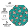 thumbnail image 3 of Honeii Starfish and Shell print Leather Coaster Set of 4, ideal for safeguarding your furniture from drinks spills and effortless cleanup-Octagon, 3 of 6