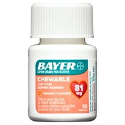 Bayer Chewable Aspirin Regimen Low Dose Pain Reliever Tablets, 81mg, Orange, 108 Count