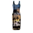 thumbnail image 5 of USSUMA Summer Dresses for Women 2022 Tropical Hawaiian Dress Wedding Guest Knee Length Club Pencil Bodycon Sexy Sun Dresses Casual Sleeveless Midi U Neck Beach Party Sundresses, 5 of 5