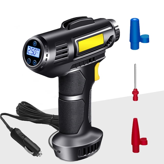 EGNMCR Tire Inflator, Wired Car Tire Pump With Rechargeable Lithium Battery, Car Power Adapter, Digital Pressure Gauge, Wired Car Pump,