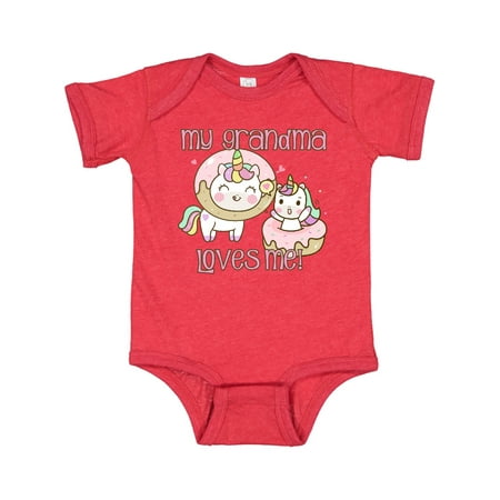 

Inktastic My Grandma Loves Me Unicorns Gift Baby Boy or Baby Girl Bodysuit