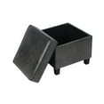 thumbnail image 3 of Benjara Pyp Square Storage Ottoman- 18" Dark Gray Faux Leather- Black Wood, 3 of 5