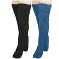 thumbnail image 2 of Lilgiuy Women's 2 Pairs Slipper Stockings Cute Solid Color Fuzzy Plush Over Knee High Socks Furry Long Leg Warmers Winter Home Sleeping, 2 of 3