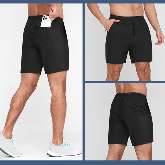 hoksml Men's 5" Inseam Quick Dry Shorts, Elastic Drawstring Waist, Side Pockets, Multi-Color, Ideal for Gym and Casual Wear