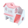 thumbnail image 1 of Casa de madera para hámster, cabaña de madera ensamblable para animales pequeños, de lujo, de dos pisos Rosa, 1 of 9